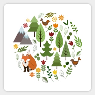 Scandinavian Style Illustrations Circle Design Sticker